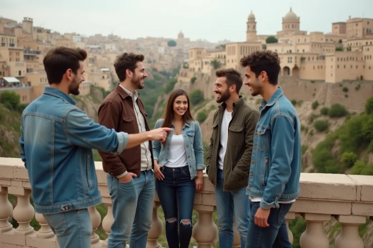 Jeunes sur le pont Sidi M’Cid à Constantine
