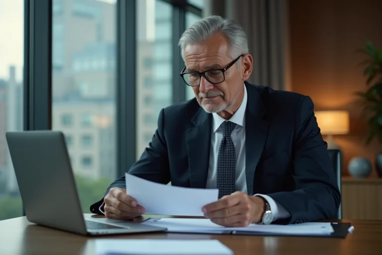 Homme d'affaires en costume dans un bureau moderne